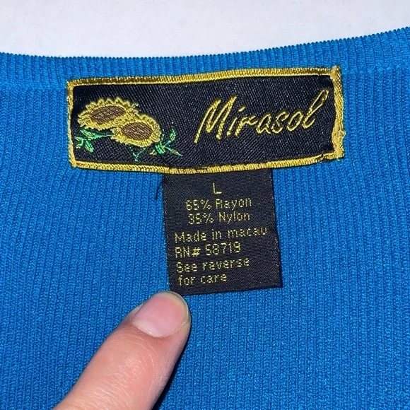 Mirasol Deep Blue Rosette Long Sleeve Tee - Picture 2 of 7